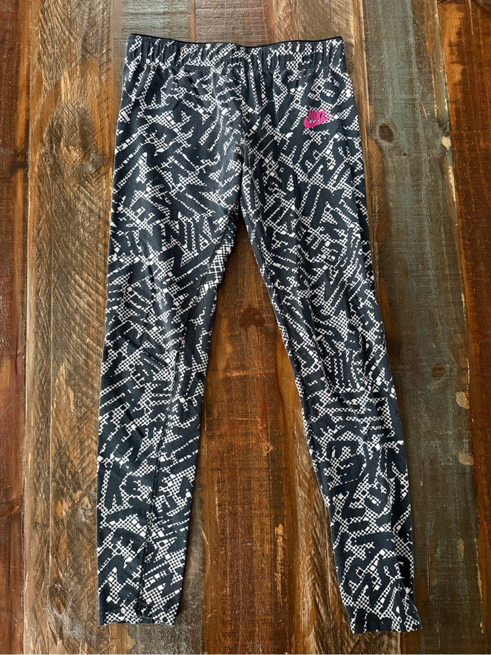 Nike Youth L Print Black/White Workout Yoga Running Bottoms | SKU 0183